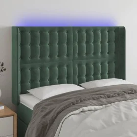 LED-Kopfteil aus dunkelgrünem Samt, 147 x 16 x 118/128 cm von , Kopf- und Fußteile - Ref: Foro24-3124533, Preis: 143,45 €, Ra...