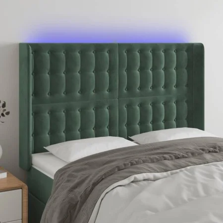 LED-Kopfteil aus dunkelgrünem Samt, 147 x 16 x 118/128 cm von , Kopf- und Fußteile - Ref: Foro24-3124533, Preis: 143,45 €, Ra...