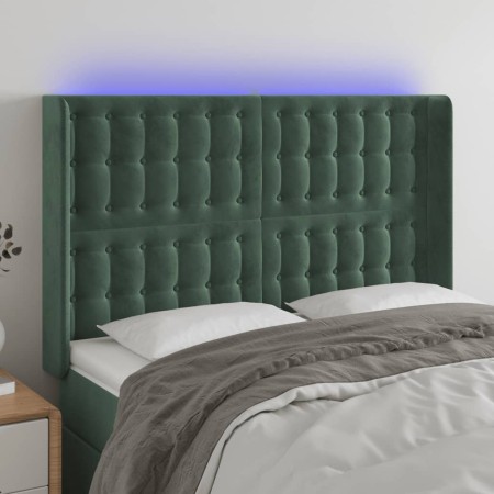 LED-Kopfteil aus dunkelgrünem Samt, 147 x 16 x 118/128 cm von , Kopf- und Fußteile - Ref: Foro24-3124533, Preis: 147,98 €, Ra...