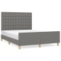 Bed frame with headboard in dark gray fabric 140x190 cm by , Beds and slatted bases - Ref: Foro24-3125374, Price: 241,03 €, D...
