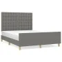 Bed frame with headboard in dark gray fabric 140x190 cm by , Beds and slatted bases - Ref: Foro24-3125374, Price: 236,23 €, D...