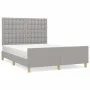 Light gray fabric bed frame with headboard 140x200 cm by , Beds and slatted bases - Ref: Foro24-3125381, Price: 223,70 €, Dis...