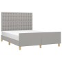 Light gray fabric bed frame with headboard 140x200 cm by , Beds and slatted bases - Ref: Foro24-3125381, Price: 233,36 €, Dis...