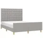 Light gray fabric bed frame with headboard 140x200 cm by , Beds and slatted bases - Ref: Foro24-3125381, Price: 223,70 €, Dis...
