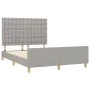 Light gray fabric bed frame with headboard 140x200 cm by , Beds and slatted bases - Ref: Foro24-3125381, Price: 223,70 €, Dis...