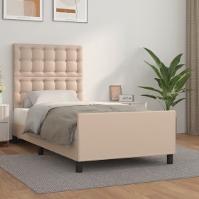 Cappuccino synthetic leather headboard bed frame 80x200cm by , Beds and slatted bases - Ref: Foro24-3125542, Price: 141,69 €,...
