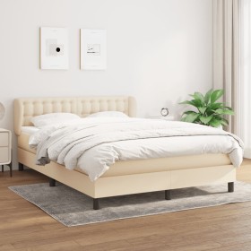 Box spring bed with cream fabric mattress 140x190 cm by , Beds and slatted bases - Ref: Foro24-3126562, Price: 424,53 €, Disc...