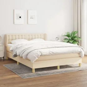 Box spring bed with cream fabric mattress 140x200 cm by , Beds and slatted bases - Ref: Foro24-3127130, Price: 446,11 €, Disc...