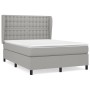 Cama box spring con colchón tela gris claro 140x190 cm