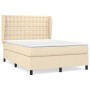 Box spring bed with cream fabric mattress 140x190 cm by , Beds and slatted bases - Ref: Foro24-3128282, Price: 509,49 €, Disc...