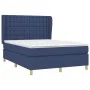 Box spring bed with blue fabric mattress 140x190 cm by , Beds and slatted bases - Ref: Foro24-3128843, Price: 513,79 €, Disco...