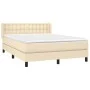 Box spring bed with cream fabric mattress 140x200 cm by , Beds and slatted bases - Ref: Foro24-3130038, Price: 436,94 €, Disc...