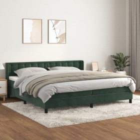 Cama box spring con colchón terciopelo verde oscuro 200x200 cm