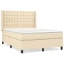 Box spring bed with cream fabric mattress 140x190 cm by , Beds and slatted bases - Ref: Foro24-3131750, Price: 481,68 €, Disc...