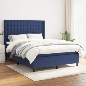 Box spring bed with blue fabric mattress 140x200 cm by , Beds and slatted bases - Ref: Foro24-3131759, Price: 505,07 €, Disco...