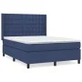 Box spring bed with blue fabric mattress 140x200 cm by , Beds and slatted bases - Ref: Foro24-3131759, Price: 505,07 €, Disco...