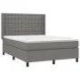 Box spring bed with dark gray fabric mattress 140x190 cm by , Beds and slatted bases - Ref: Foro24-3131746, Price: 546,59 €, ...