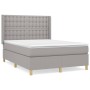 Box spring bed with light gray fabric mattress 140x200 cm by , Beds and slatted bases - Ref: Foro24-3132313, Price: 515,28 €,...