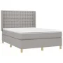 Box spring bed with light gray fabric mattress 140x200 cm by , Beds and slatted bases - Ref: Foro24-3132313, Price: 496,68 €,...