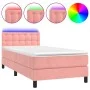 Box spring bed with mattress and LED pink velvet 80x200 cm by , Beds and slatted bases - Ref: Foro24-3134614, Price: 279,81 €...