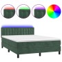Box spring bed with mattress and LED dark green velvet 140x190cm by , Beds and slatted bases - Ref: Foro24-3134642, Price: 45...