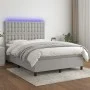 Box spring bed mattress and LED lights light gray fabric 140x190 cm by , Beds and slatted bases - Ref: Foro24-3135189, Price:...