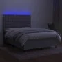 Box spring bed mattress and LED lights light gray fabric 140x190 cm by , Beds and slatted bases - Ref: Foro24-3135189, Price:...