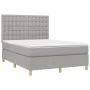 Box spring bed mattress and LED lights light gray fabric 140x200 cm by , Beds and slatted bases - Ref: Foro24-3135757, Price:...