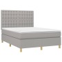 Boxspringbettmatratze und LED-Leuchten hellgrauer Stoff 140x200 cm von , Betten und Lattenroste - Ref: Foro24-3135757, Preis:...