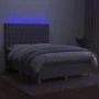 Box spring bed mattress and LED lights light gray fabric 140x200 cm by , Beds and slatted bases - Ref: Foro24-3135757, Price:...