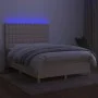 Box spring bed mattress and LED lights cream fabric 140x200 cm by , Beds and slatted bases - Ref: Foro24-3135762, Price: 515,...