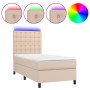 Box spring bed LED mattress cappuccino synthetic leather 80x200 cm by , Beds and slatted bases - Ref: Foro24-3135914, Price: ...