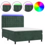 Box spring bed with mattress and LED dark green velvet 140x200cm by , Beds and slatted bases - Ref: Foro24-3136368, Price: 52...