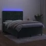 Box spring bed with mattress and LED dark green velvet 140x200cm by , Beds and slatted bases - Ref: Foro24-3136368, Price: 51...
