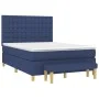 Box spring bed with blue fabric mattress 140x190 cm by , Beds and slatted bases - Ref: Foro24-3137475, Price: 533,21 €, Disco...