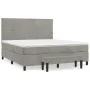 Box spring bed with light gray velvet mattress 160x200 cm by , Beds and slatted bases - Ref: Foro24-3137731, Price: 536,51 €,...