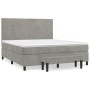 Cama box spring con colchón terciopelo gris claro 160x200 cm de , Camas y somieres - Ref: Foro24-3137731, Precio: 567,31 €, D...