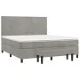 Box spring bed with light gray velvet mattress 160x200 cm by , Beds and slatted bases - Ref: Foro24-3137731, Price: 536,51 €,...