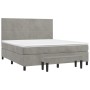Cama box spring con colchón terciopelo gris claro 160x200 cm de , Camas y somieres - Ref: Foro24-3137731, Precio: 567,31 €, D...