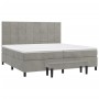 Box spring bed with light gray velvet mattress 200x200 cm by , Beds and slatted bases - Ref: Foro24-3137863, Price: 685,48 €,...