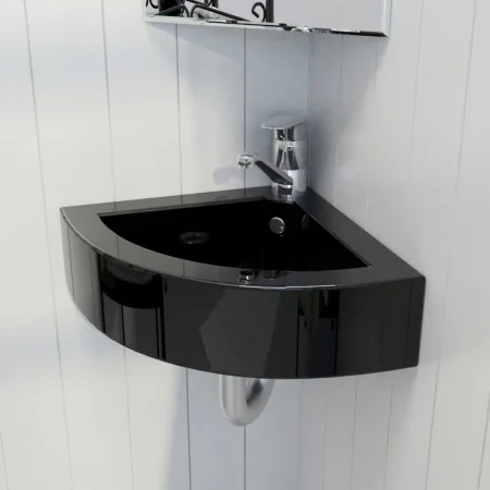Washbasin with overflow 45x32x12.5 cm black by vidaXL, Sinks - Ref: Foro24-141924, Price: 84,29 €, Discount: %