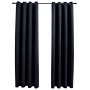 Cortinas opacas con anillas de metal 2 piezas negro 140x175 cm
