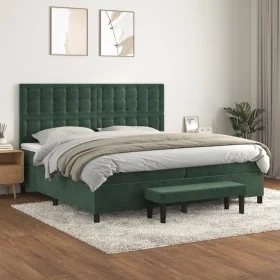 Box spring bed with dark green velvet mattress 200x200 cm by , Beds and slatted bases - Ref: Foro24-3138106, Price: 798,96 €,...