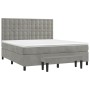 Box spring bed with light gray velvet mattress 180x200 cm by , Beds and slatted bases - Ref: Foro24-3138097, Price: 624,55 €,...