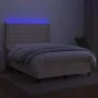 Box spring bed mattress and LED lights cream fabric 140x200 cm by , Beds and slatted bases - Ref: Foro24-3138642, Price: 509,...