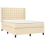 Box spring bed mattress and LED lights cream fabric 140x200 cm by , Beds and slatted bases - Ref: Foro24-3138642, Price: 509,...
