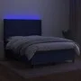 Box spring bed mattress and LED lights blue fabric 140x190 cm by , Beds and slatted bases - Ref: Foro24-3138635, Price: 516,6...