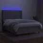 Box spring bed mattress and LED lights light gray fabric 140x200 cm by , Beds and slatted bases - Ref: Foro24-3138637, Price:...