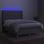 Box spring bed mattress and LED lights light gray fabric 140x190 cm by , Beds and slatted bases - Ref: Foro24-3139189, Price:...