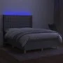 Box spring bed mattress and LED lights light gray fabric 140x190 cm by , Beds and slatted bases - Ref: Foro24-3139189, Price:...